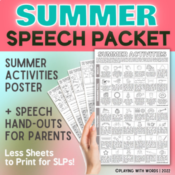 Preview of Summer Speech Packet - Speech Hand-Outs for Parents + Summer Activities Poster