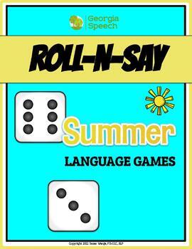 Preview of Summer Speech Therapy Activity- Describing Pictures-Roll and Say-FREE