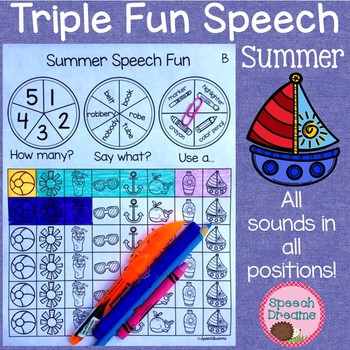 Preview of Summer Speech Therapy Activity : Spin and Say