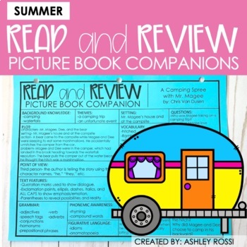 Preview of Summer Speech Therapy Book Companions - Lesson Plans & Activities