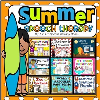 Preview of Summer Speech Therapy Bundle for Grammar and Vocabulary