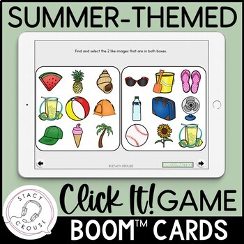 Preview of Summer Speech Therapy Game for Articulation & Language BOOM™ CARDS Click It