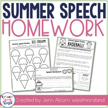 Preview of Summer Speech Therapy Homework!