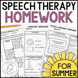 Summer Speech and Language Packet Speech Therapy Homework 