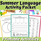 Summer Speech Therapy Homework Packet Language Activities 