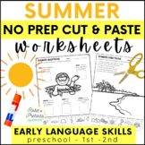 Summer Speech Therapy - No Prep Cut and Paste Language Activities