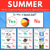 Summer Speech Therapy Yes No Questions Worksheets Special 