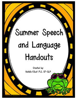 Preview of Summer Speech and Language Handouts
