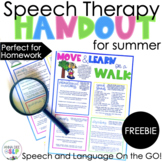 Summer Speech and Language Packet l Free Play Based Handout for Parents