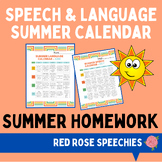 Summer Homework Calendar - Summer Speech & Language - Carr