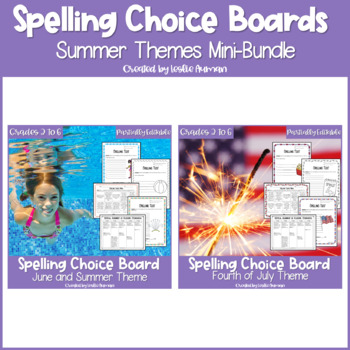 Preview of EDITABLE Summer and 4th of July Spelling Choice Boards BUNDLE