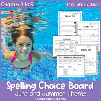 Preview of EDITABLE Summer Spelling Choice Board