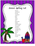 Summer Spelling List