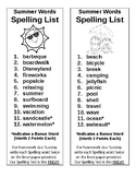 Summer Spelling List (Editable) 