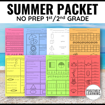 Summer Packet for First Grade No Prep Printables for Math and Literacy ...