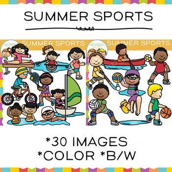 Preview of Summer Sports Kids Clip Art