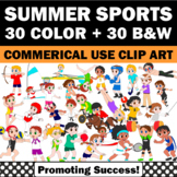 Summer Sports Theme Classroom Clipart Tennis Soccer Beach 