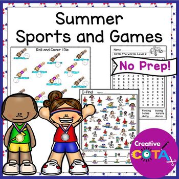 Preview of Occupational Therapy Summer Sports & Games Literacy and Math Center Activities