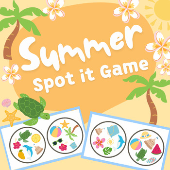 Preview of Summer Spot it or Dobble Game Visual Perceptual Vocabulary Cards