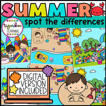 Preview of Summer Spot the Difference Visual Perception Puzzles