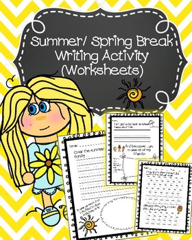 summerspring break writing activity worksheets by the quirky cat