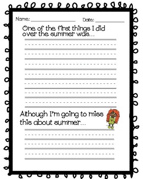 summerspring break writing activity worksheets by the quirky cat