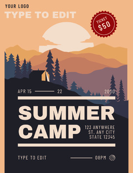 Preview of Summer Spring Hiking Camp Flyers (4) Fully Customize your Flyer Ready to Edit!