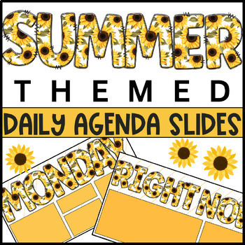 Preview of Summer/Spring/May - Agenda - Daily Slides - Cute, Fun, Flowers, Seasonal