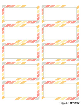 Summer Stripes EDITABLE Classroom Labels: Avery 2x4 5163 compatible