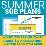 Summer Sub Plans- Word Search/Writing/Poetry/Word Scramble