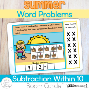 Preview of Summer Subtraction Word Problems Boom Cards™