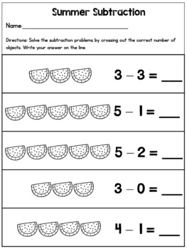 summer subtraction 0 5 by courtney s creations and clips tpt