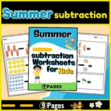 Summer Subtraction Worksheets for Kids