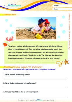 Summer - Summer Vocabulary - Grade 2 | TpT