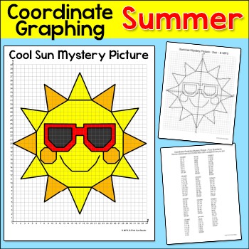 Preview of Summer Activities Sun Coordinate Graphing Ordered Pairs - End of the Year Math