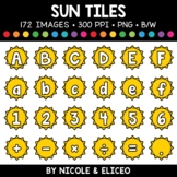 Summer Sun Letter and Number Tiles Clipart + FREE Blacklin
