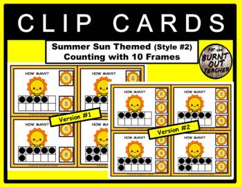 Summer Sun Sunshine Math Center Counting 10 Frame Clip Cards Number Task 2