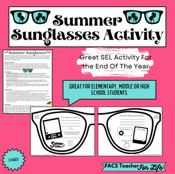 Preview of Summer Sunglasses Activity: End of the Year, All Grade Levels, NO Prep, SEL