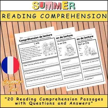 Preview of Summer Sunsets: Comprehension for Grade 2 with Questions and Answers - IN FRENCH