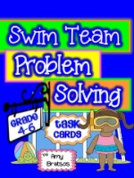 Preview of Summer Swim Team Math Problem Solving Task Cards