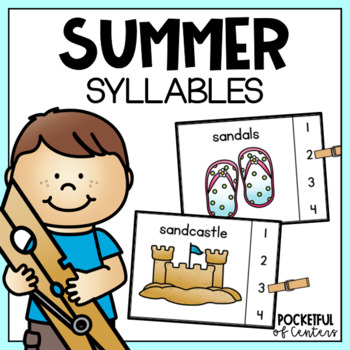 Preview of Summer Syllables Clip Cards