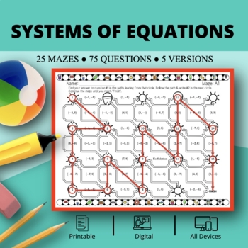 Preview of Summer: Systems of Equations Maze Activity