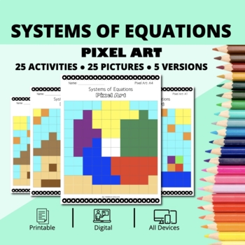 Preview of Summer: Systems of Equations Pixel Art Activity
