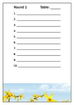 Summer Table Quiz - Answer Sheets by M Walsh | Teachers ...
