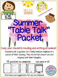 Summer "Table Talk" for 2nd, 3rd, or 4th Grade Fun Way to 