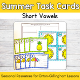 Summer Phonics Activities Task Cards Short Vowels Review