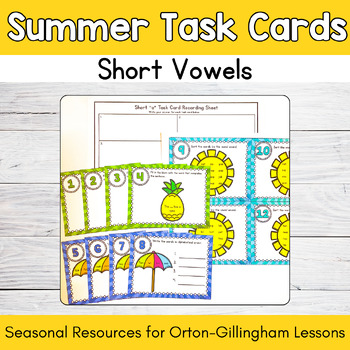 Summer Phonics Activities Task Cards Short Vowels Review | TPT