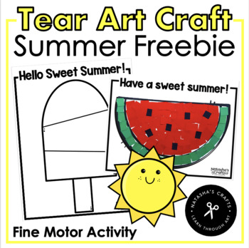 Preview of Summer Tear Art Craft Fine Motor Activity