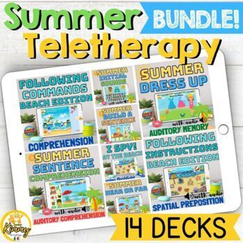 Preview of Summer Teletherapy Boom Cards Bundle
