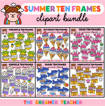Preview of Math Clipart Ten Frames Summer Bundle
